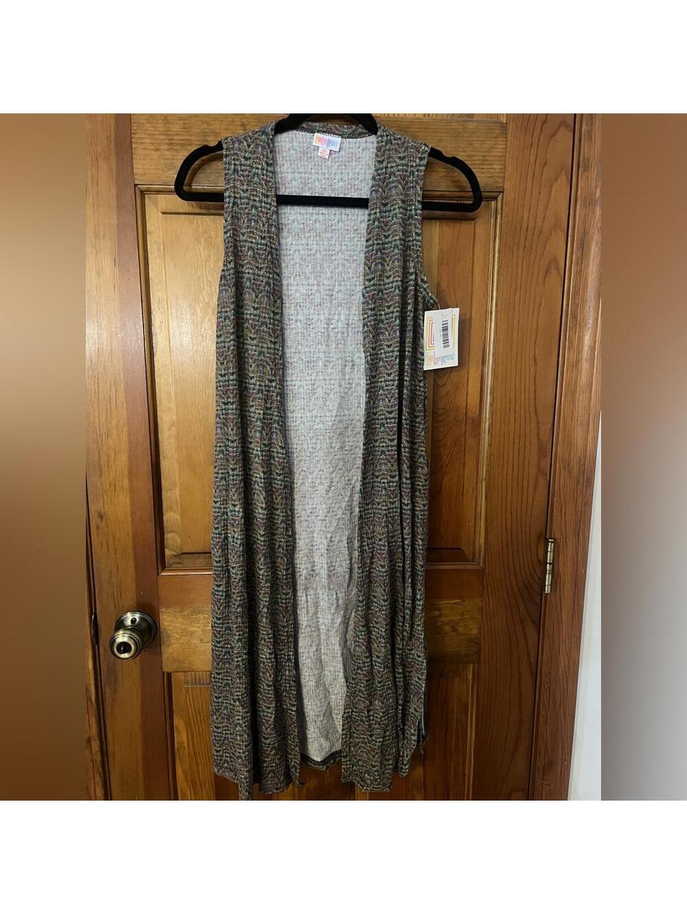 LuLaRoe Joy Sweater Sleeveless Vest Duster Cover Up Cardigan Tie Dye XS NWT